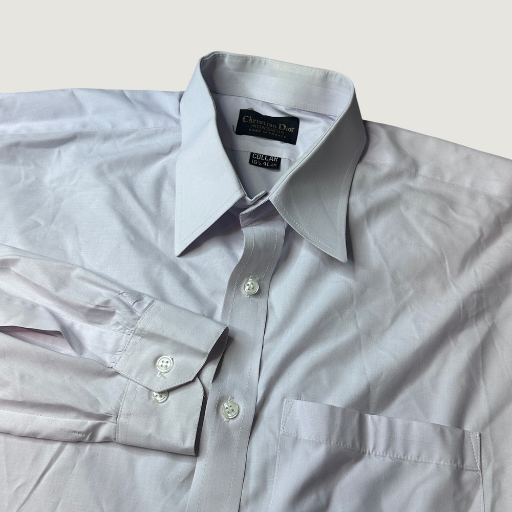 Vintage Christian Dior Shirt Mens 16 1/2 Monsieur Lavender Button-Down France
